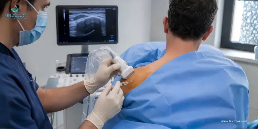 Procedimiento de Infiltraciones para el dolor, guiada realizado en un entorno médico