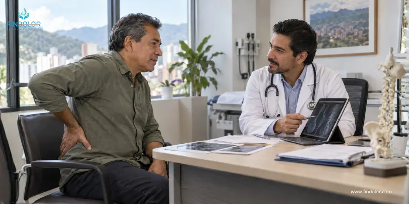 Especialista en dolor oncológico conversando con un paciente y coordinando su plan de atención